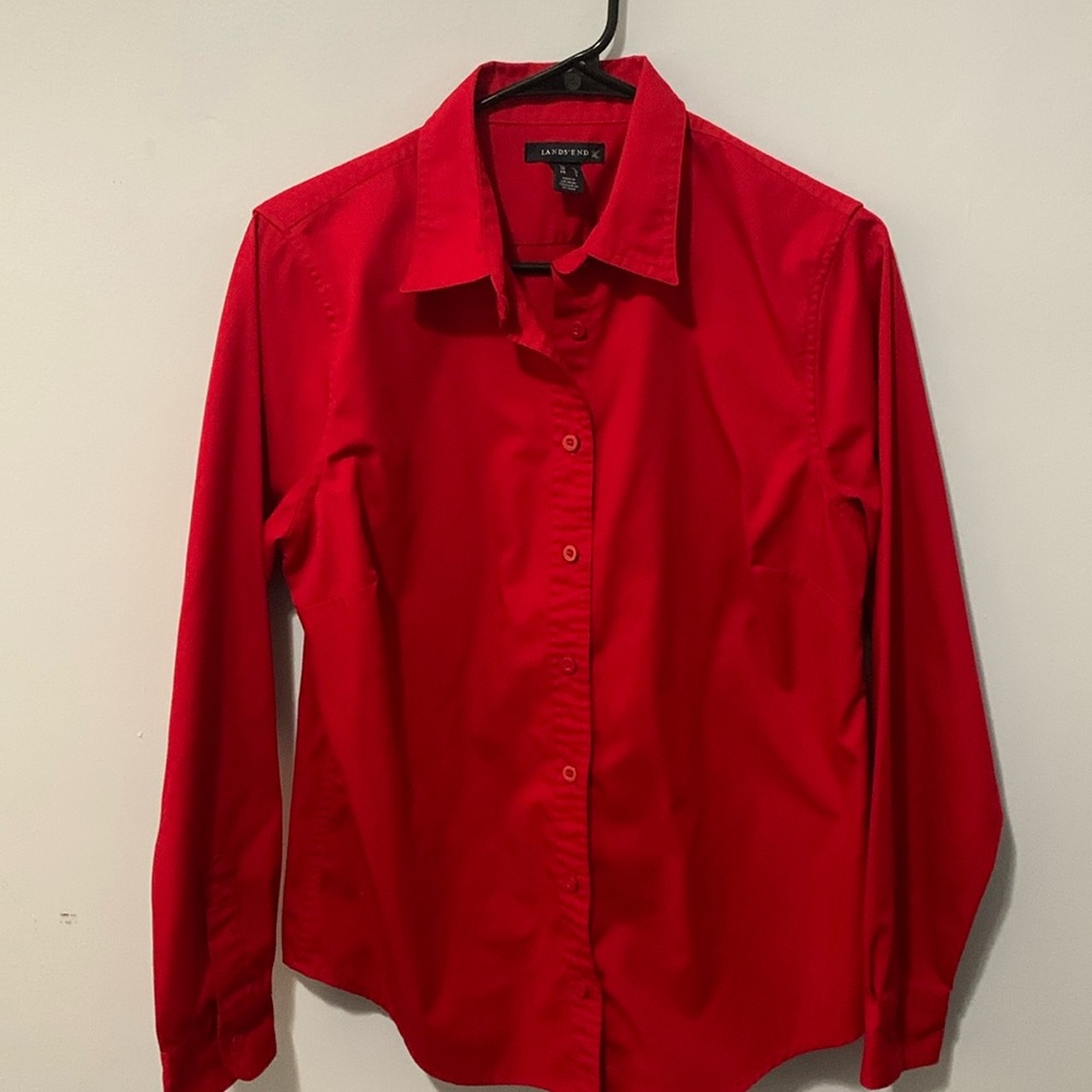 Lands End red blouse